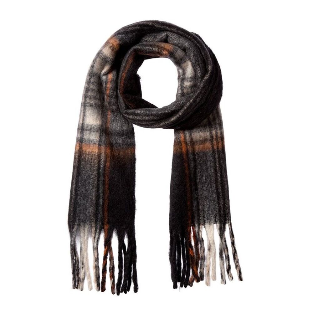 La Fiorentina Plush Fringe Scarf, Black